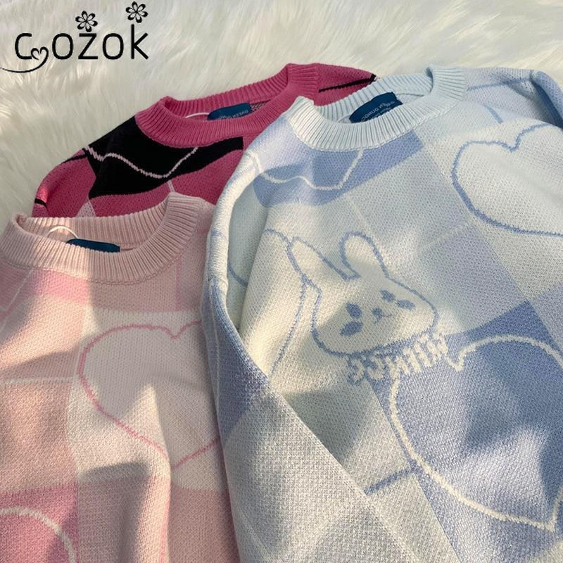 섬네일: Sweater Women Autumn Fashion Cartoon Long Sleeve Sweater Oversized Pullovers 