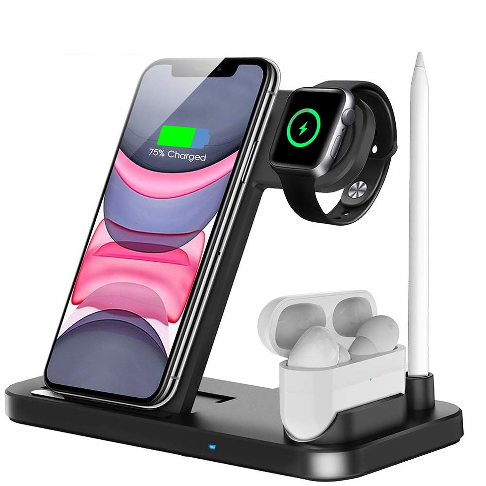 Miniaturbild: 15W Qi Fast Wireless Charger Stand For iPhone 14 13 12 11 8 Apple Watch 4 in 1 