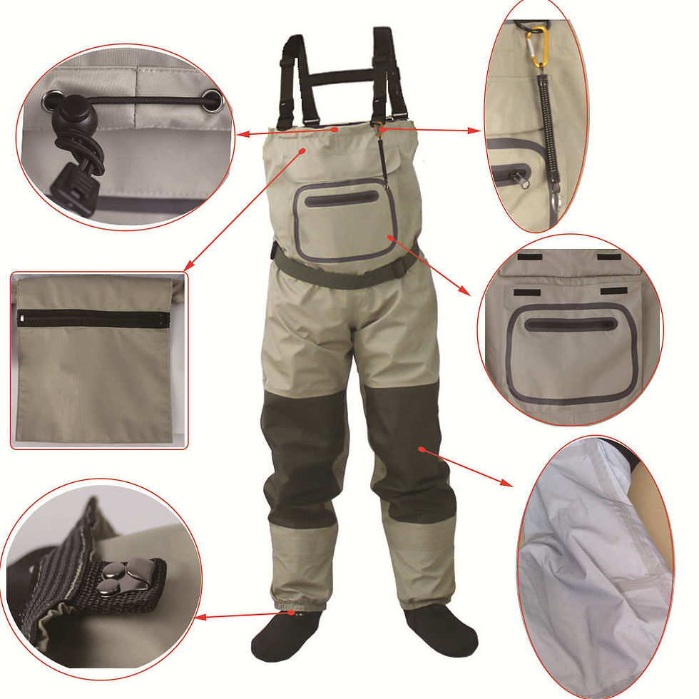 섬네일: Fly Fishing Chest Waders Breathable Waterproof Stocking foot River Wader Pants 