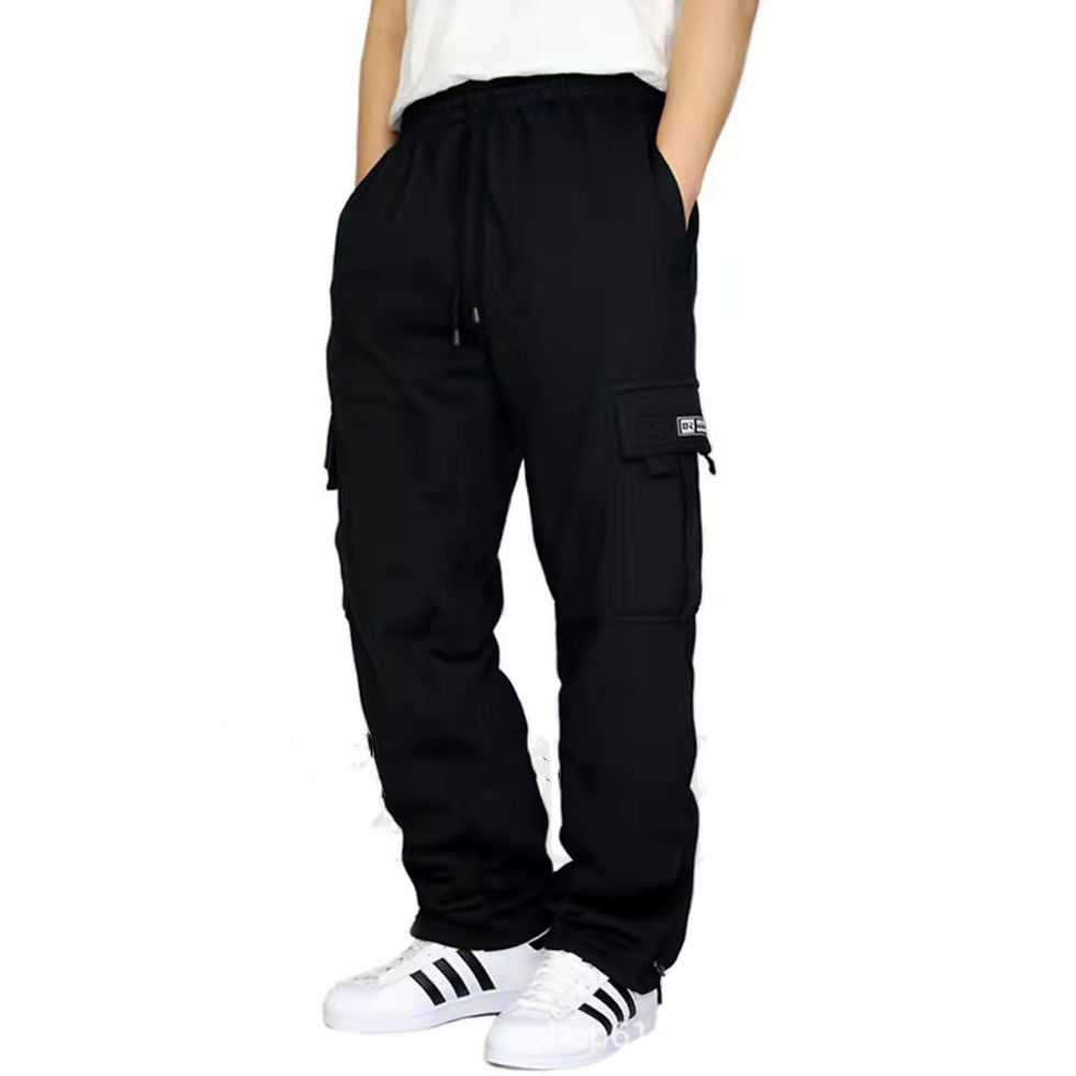 Miniature : Cross-border New Sports And Leisure Trousers Plus Velvet Leg Multi-pocket Tethe