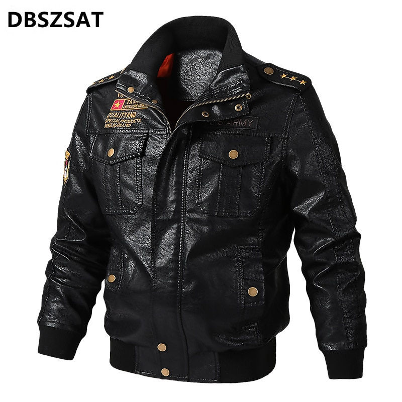 섬네일: 2022 Autumn Winter Mens Leather Jacket Slim PU Jacket Male Windproof 