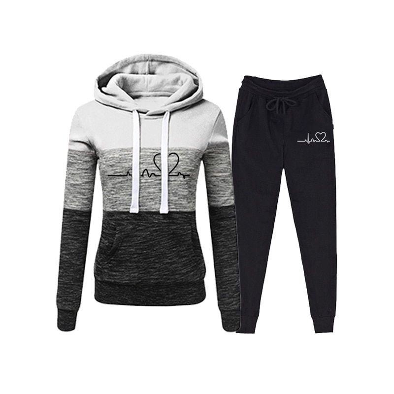 Miniaturbild: Casual Tracksuit Women Two Piece Outfits Long Sleeve Hoodies+Pants Set 