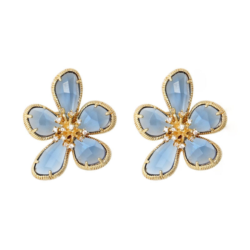 Miniature : Rotary windmill Earrings women's copper micro inlaid rotary Earrings Korean