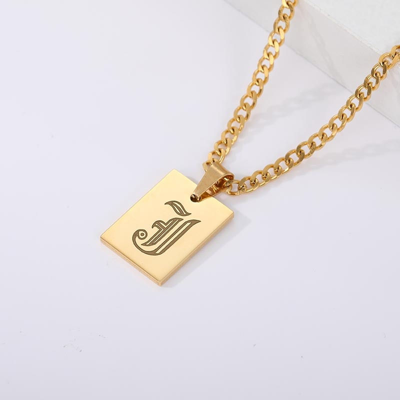 Thumbnail: For Women Stainless Steel Letter Pendant Necklace Aesthetic Jewelry 