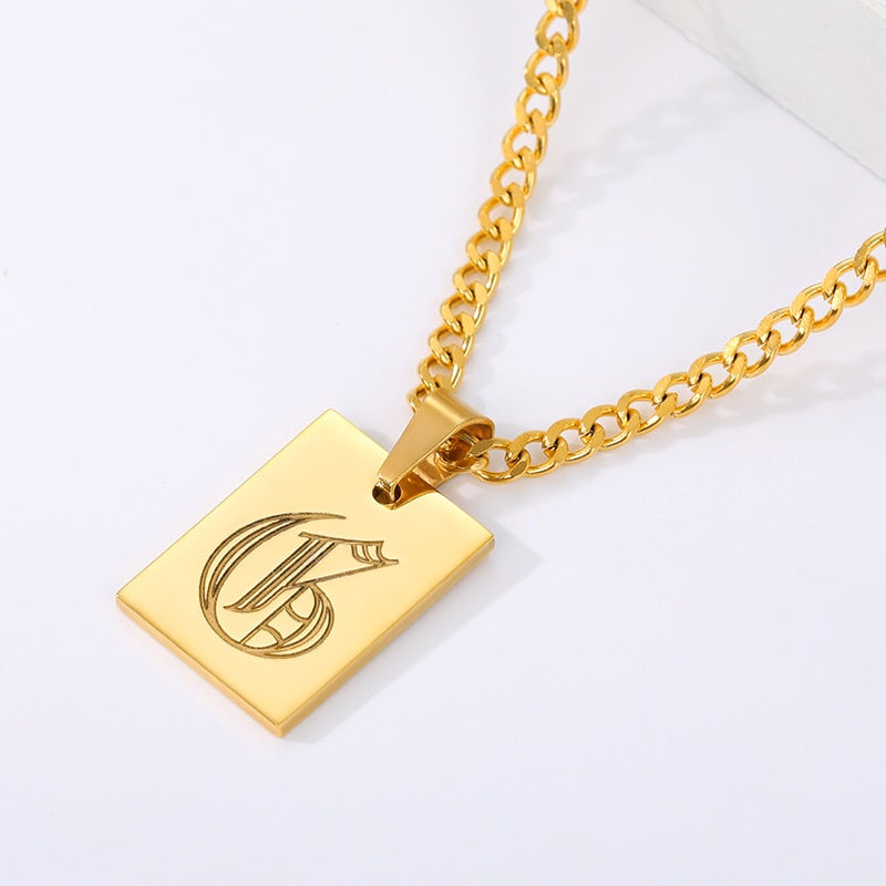 Thumbnail: For Women Stainless Steel Letter Pendant Necklace Aesthetic Jewelry 