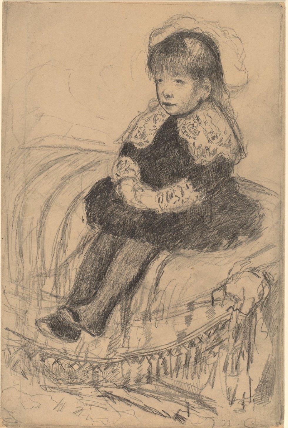 Mary Cassatt Niña sentada en un sofá ca. 1883 Grafito 22,1 × 14,8 cm
