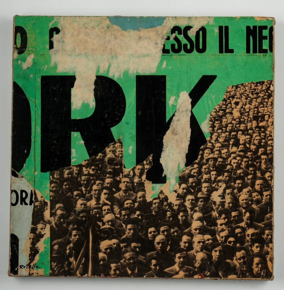 Mimmo Rotella Il congresso 1962 Colage sobre lienzo 41.5 × 41.5 cm