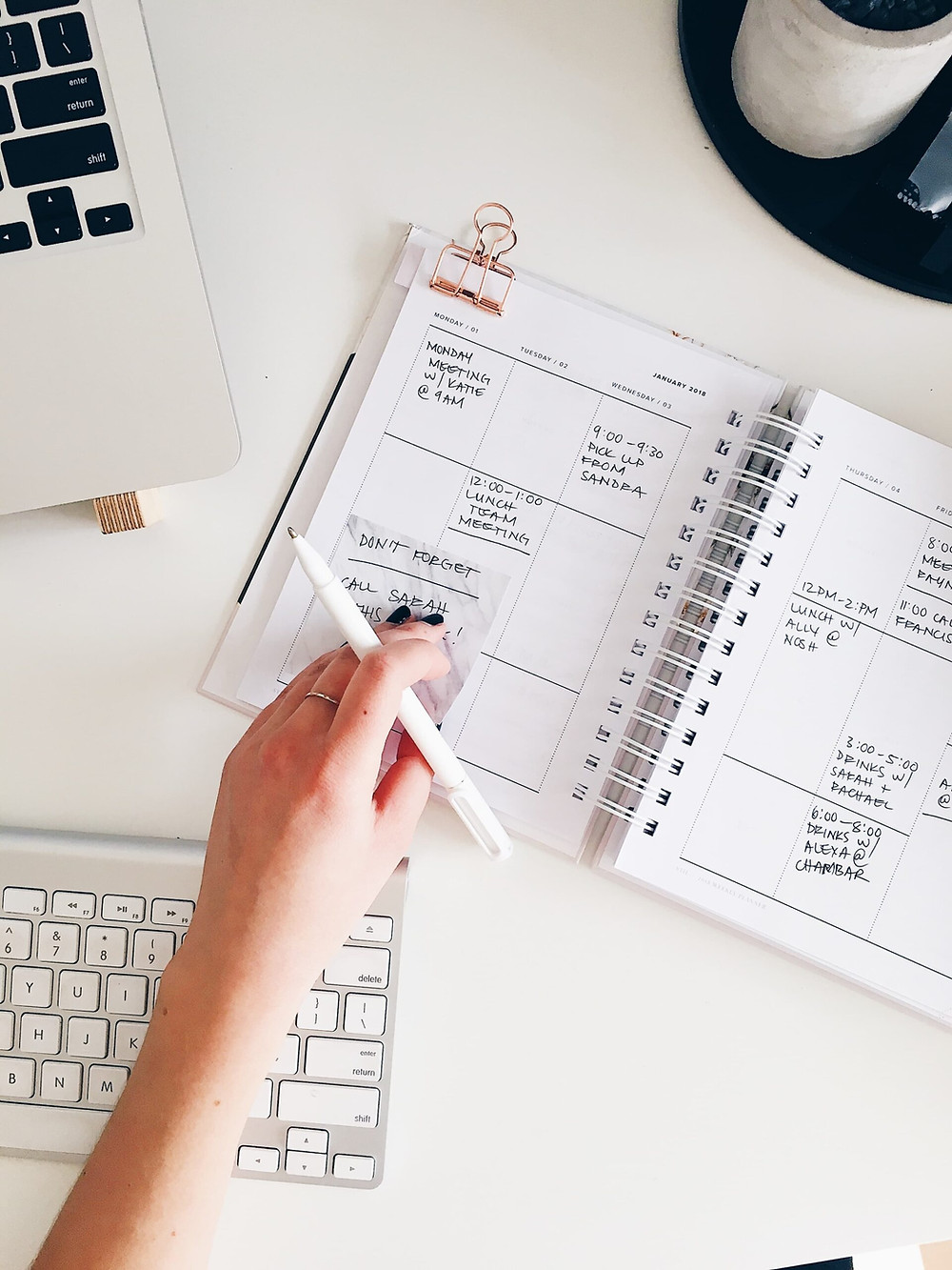 planner open on desk