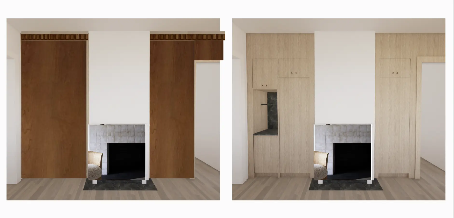 Material studies for custom millwork renovation