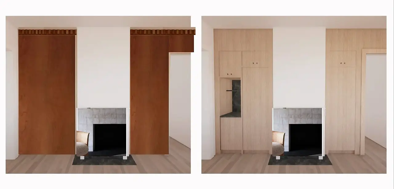 Material studies for custom millwork renovation