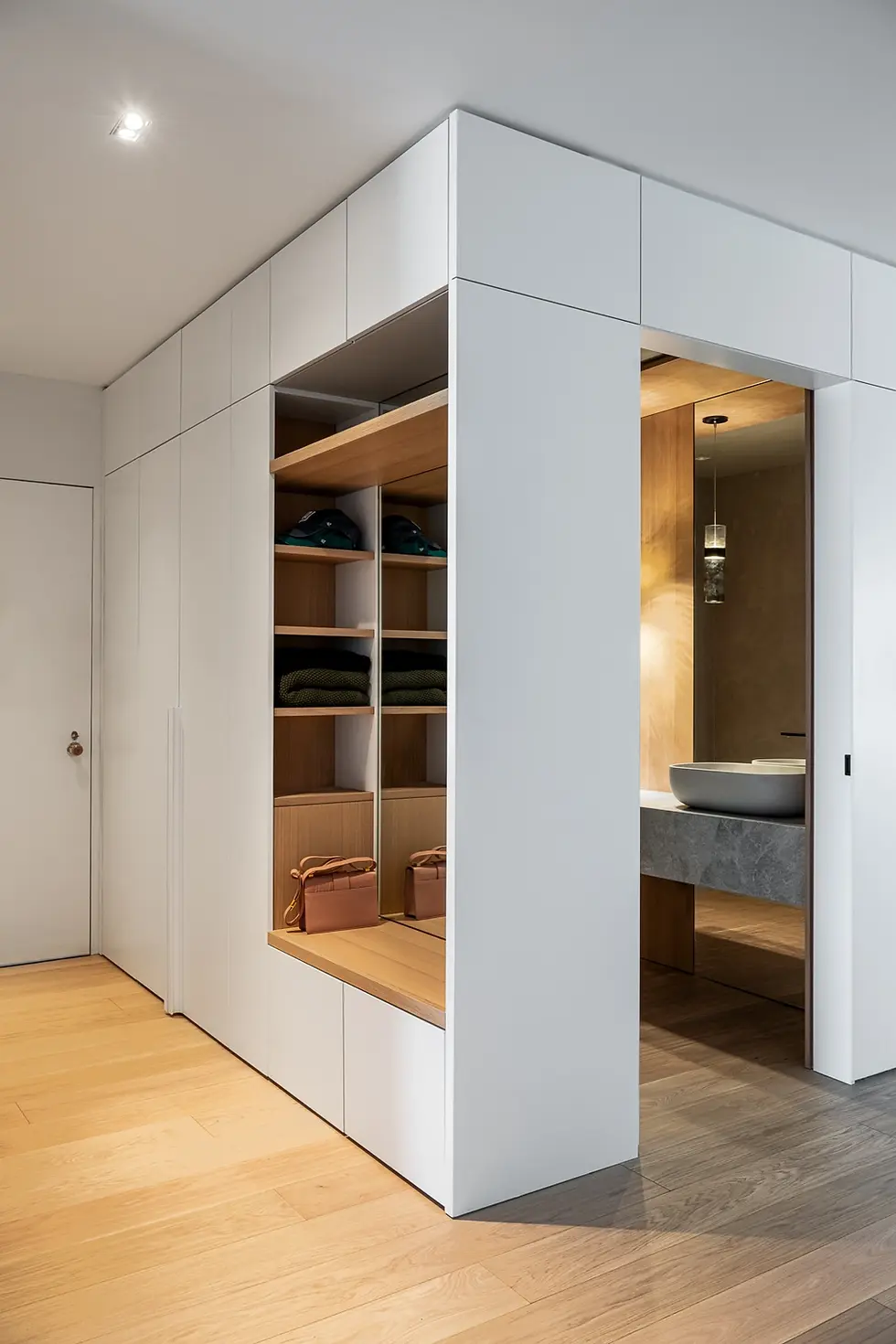 Studio Ocra Upper East Side gut renovation with bespoke interior design foyer open