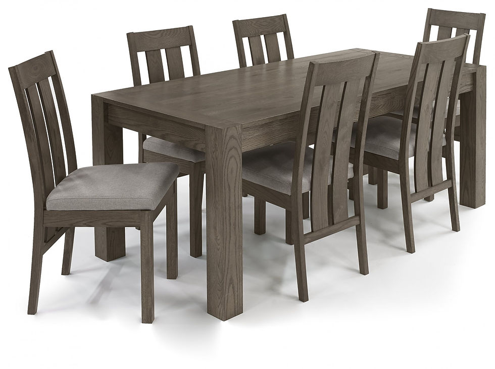 Thumbnail: Turin Dark Oak Slatted Chair - Pebble Grey Fabric (Pair)