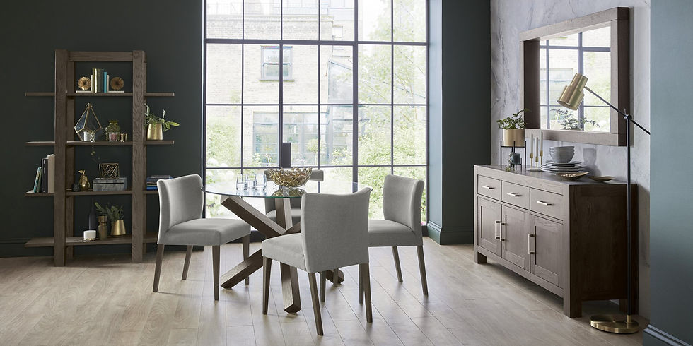 Thumbnail: Turin Dark Oak Low Back Uph Chair - Pebble Grey Fabric (Pair)