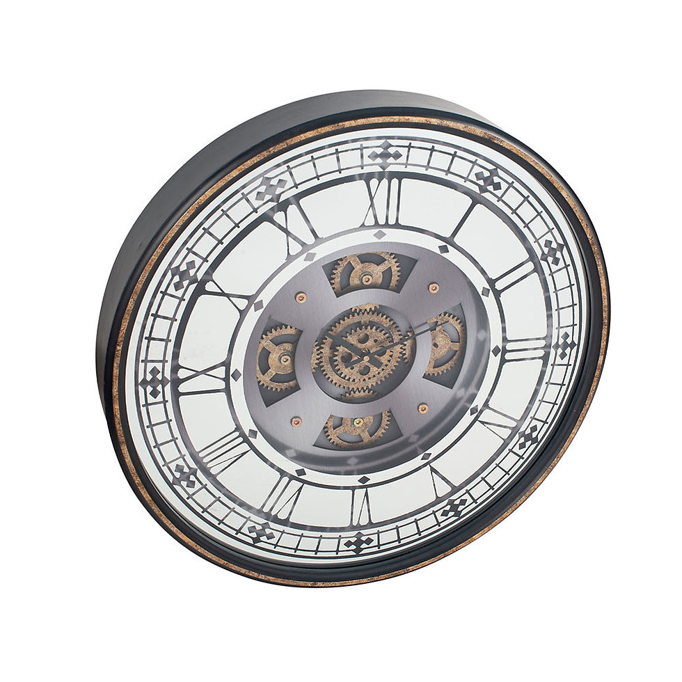 Thumbnail: Antique Gold Wood Frame and Mirrored Round Cog Wall Clock