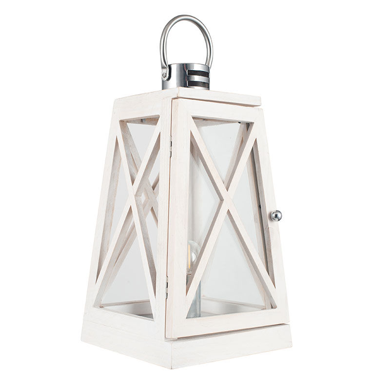 Thumbnail: Devon White Wash and Chrome Lantern Table Lamp