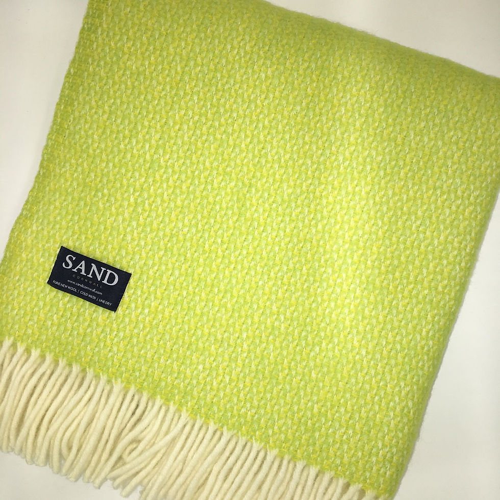 Thumbnail: Illusion Pure New Wool tweedmill Blanket Zest sand cornwall
