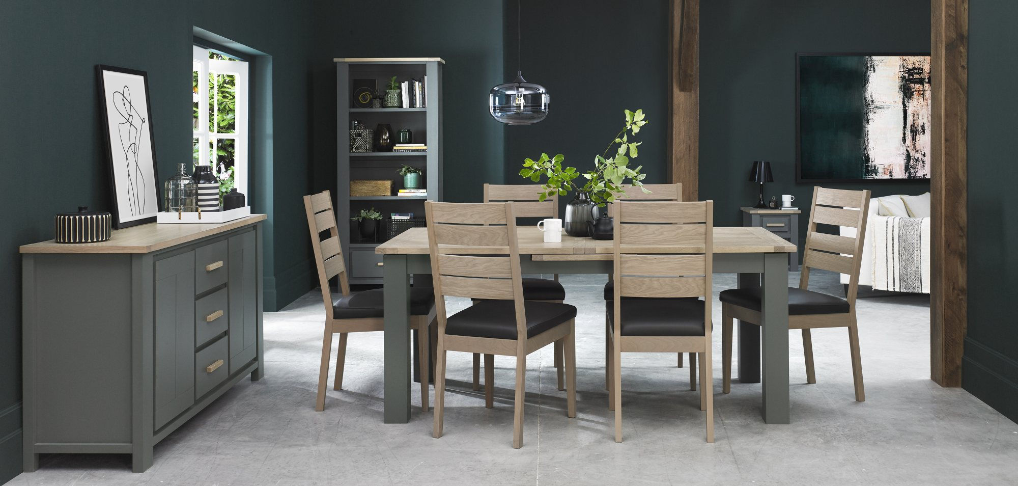 Oakham Dark Grey and Scandi Oak 6-8 Dining Table