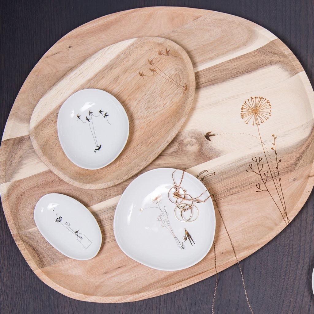 Wonderland Set of Three Silver Trinket Bowls