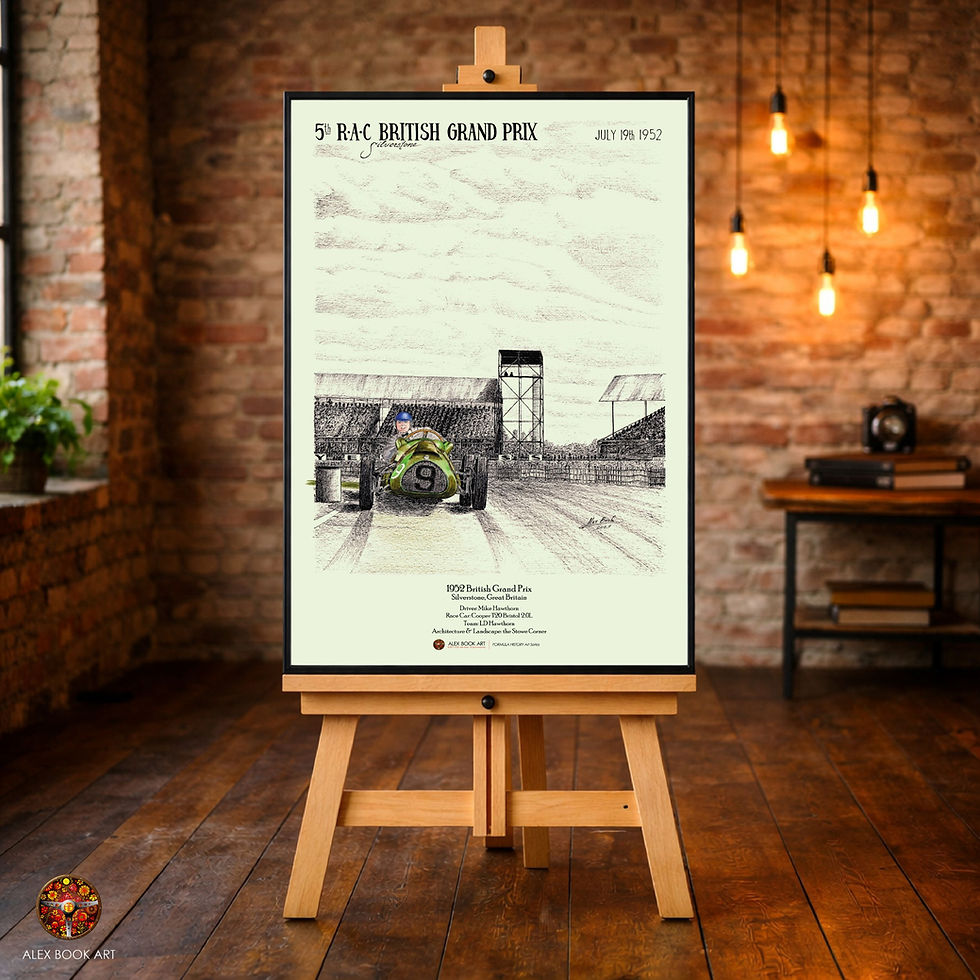 Thumbnail: 1952 Formula 1 British Grand Prix art print featuring Mike Hawthorn, Cooper T20 at Silverstone