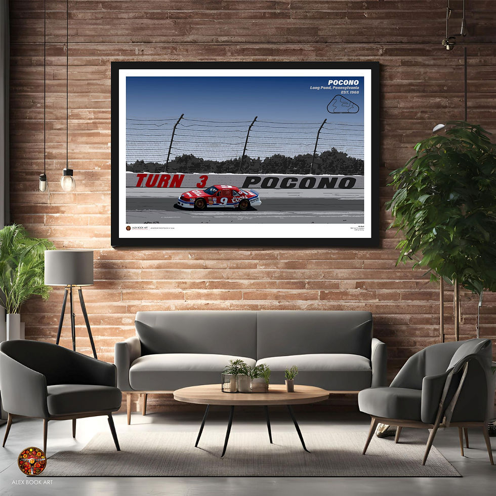 Thumbnail: Pocono International Raceway featuring Bill Elliott, NASCAR 1988 Ford Thunderbird at Long Pond, Pennsylvania, USA