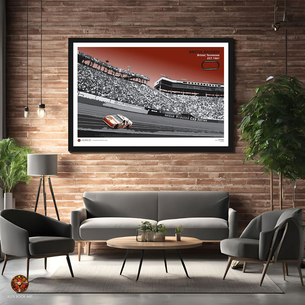 Thumbnail: Bristol International Raceway Poster featuring Alan Kulwicki, NASCAR 1992 Ford Thunderbird at Bristol, Tennessee, USA