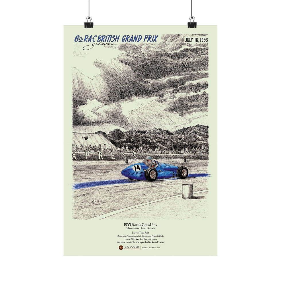 Thumbnail: 1953 Formula 1 British Grand Prix art print featuring Tony Rolt, Connaught A Type at Silverstone Circuit
