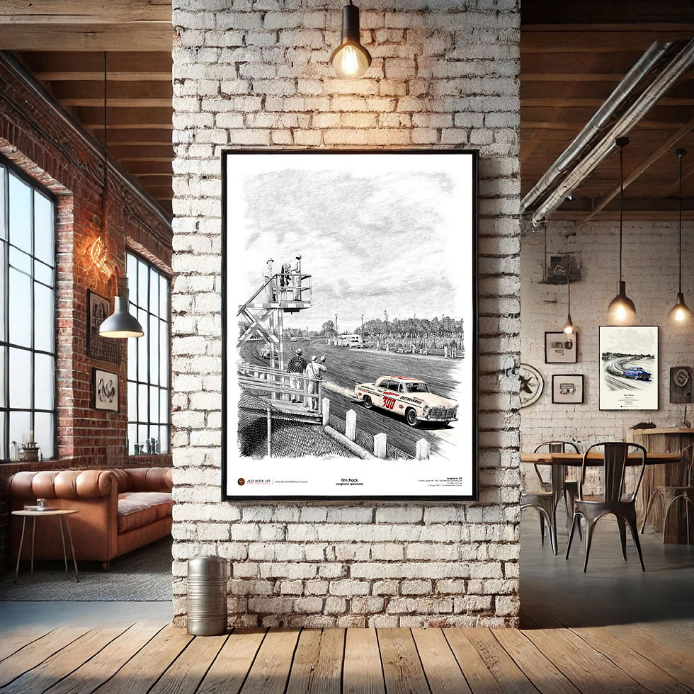 Thumbnail: Tim Flock winning the 1955 Langhorne 150 in the Chrysler 300 Art Print. NASCAR Champion history