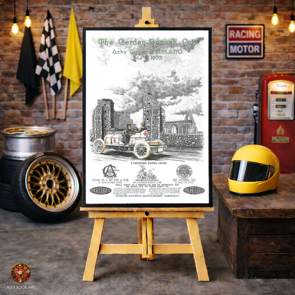 Thumbnail: 1903 Gordon Bennett Cup art print featuring Camille Jenatzy, Mercedes-Simplex 60 hp at Athy Circuit, County Kildare, Ireland