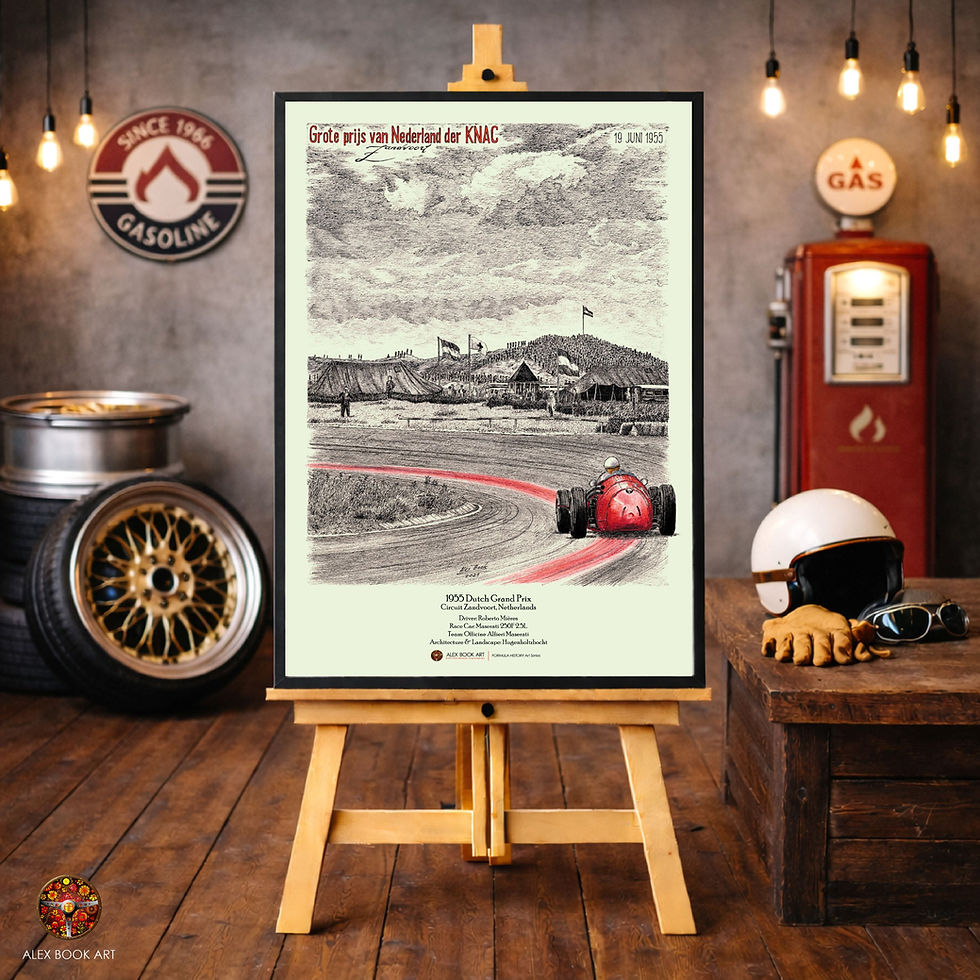 Thumbnail: 1955 Formula 1 Dutch Grand Prix art print featuring Roberto Mières, Maserati 250F at Circuit Zandvoort