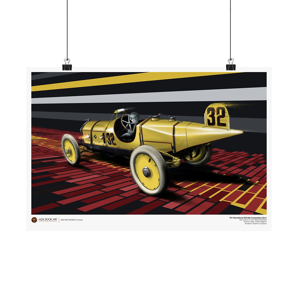 Thumbnail: 1911 Indy 500 winners art print, Marmon Wasp Ray Harroun racing poster, Indianapolis Motor Speedway vintage wall decor