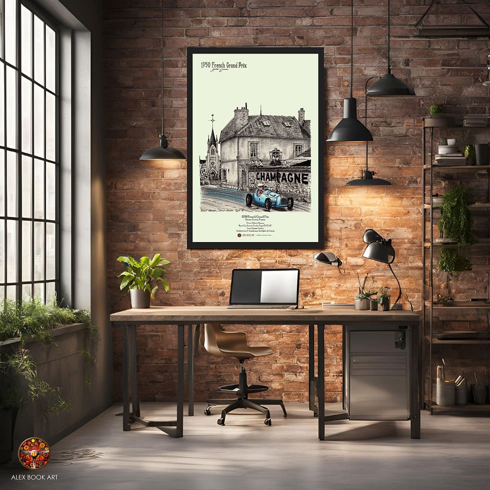 Thumbnail: 1950 Formula 1 French Grand Prix art print featuring Robert Manzon, Simca-Gordini, Reims-Gueux Circuit