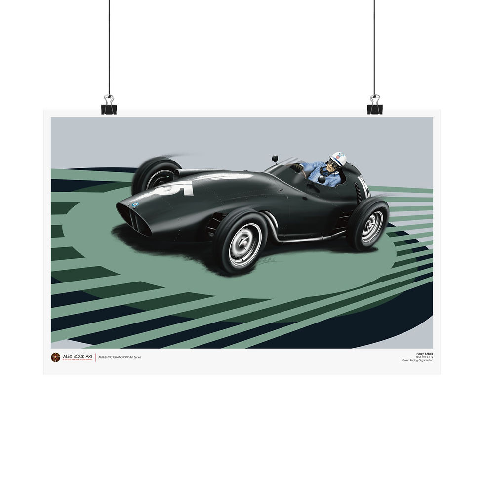 Thumbnail: Formula 1 history art print of Harry Schell in the BRM P25 by Alex Book, premium matte fine art print