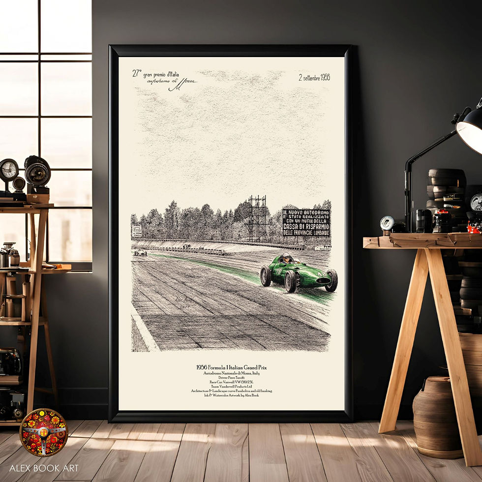 1956 F1 Italian GP Art Print | Piero Taruffi on Vanwall at Monza