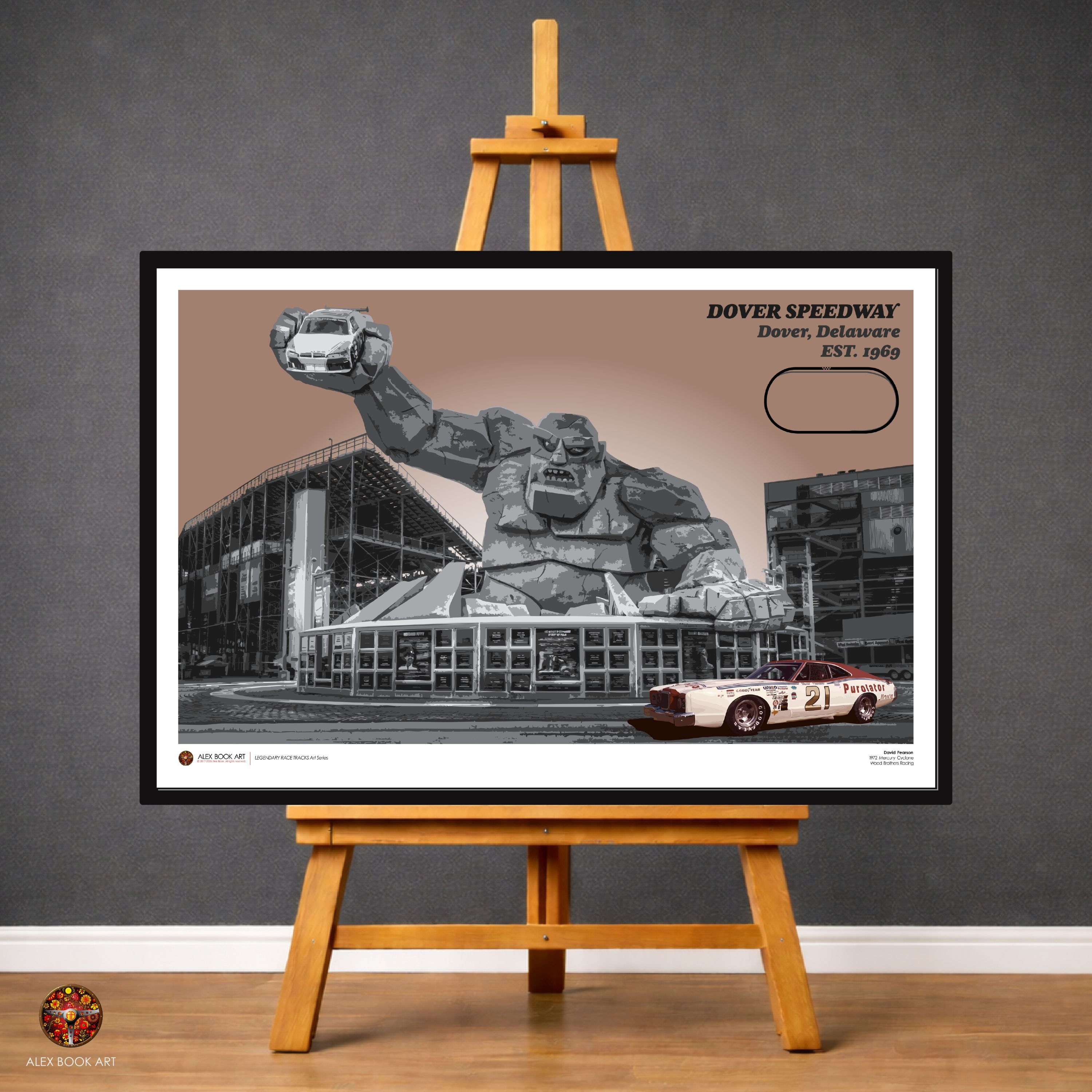 Dover Downs International Speedway featuring David Pearson, NASCAR 1972 Mercury Cyclone at Dover, Delaware, USA