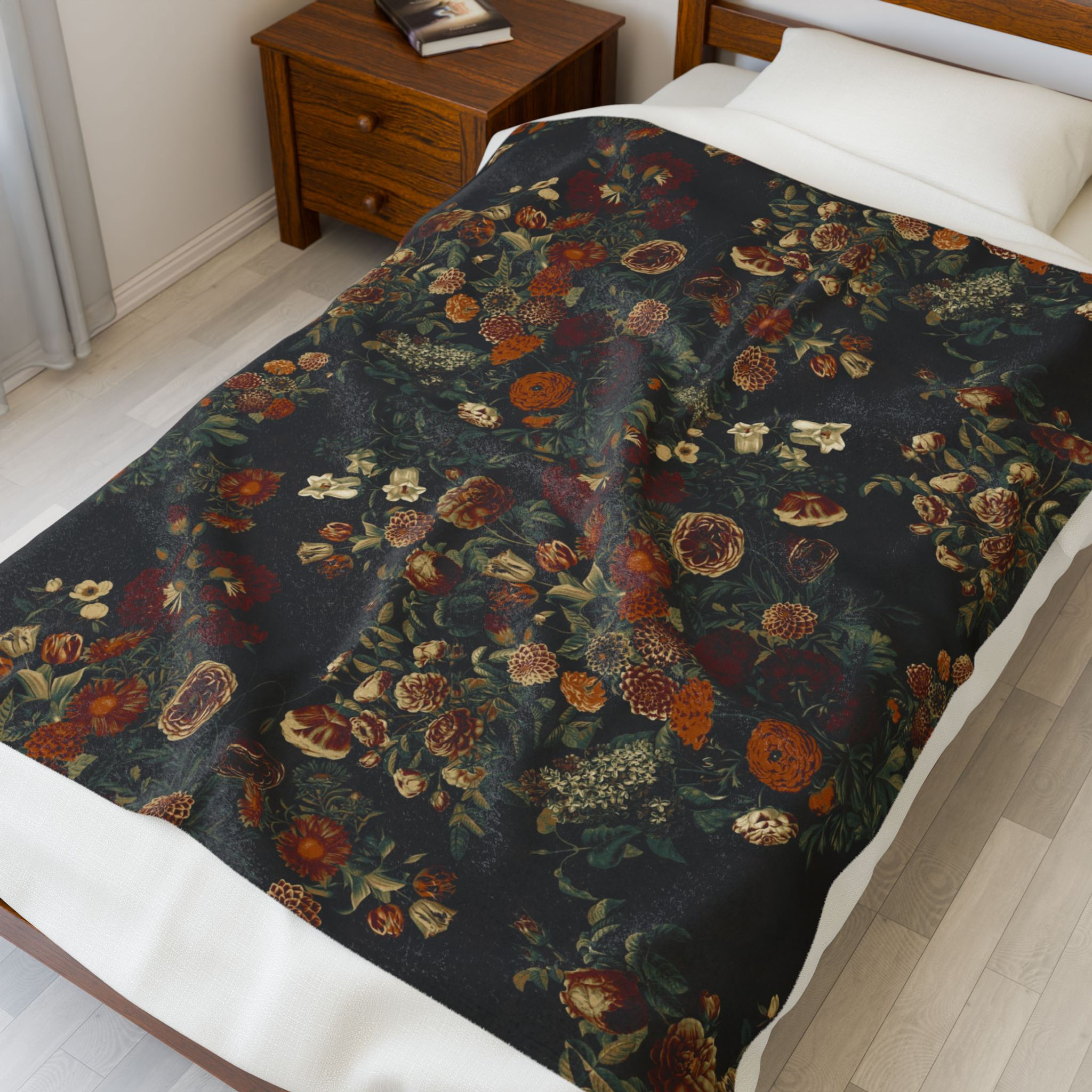 Velveteen Plush Blanket — Exotic Garden - Night XX