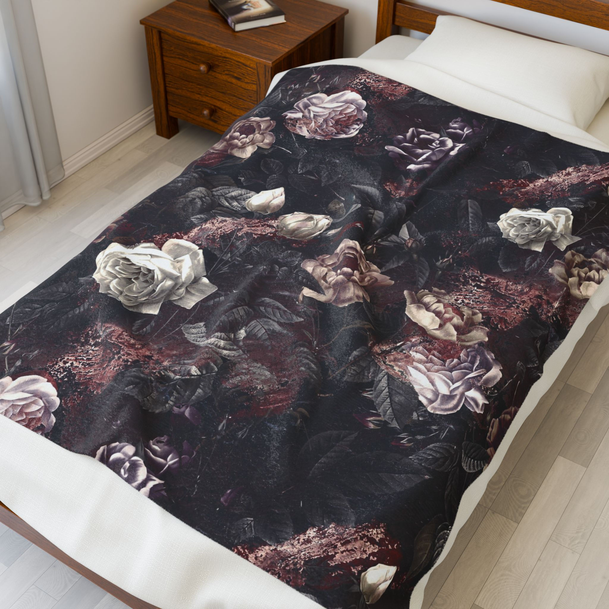 Velveteen Plush Blanket — Exotic Garden Night III