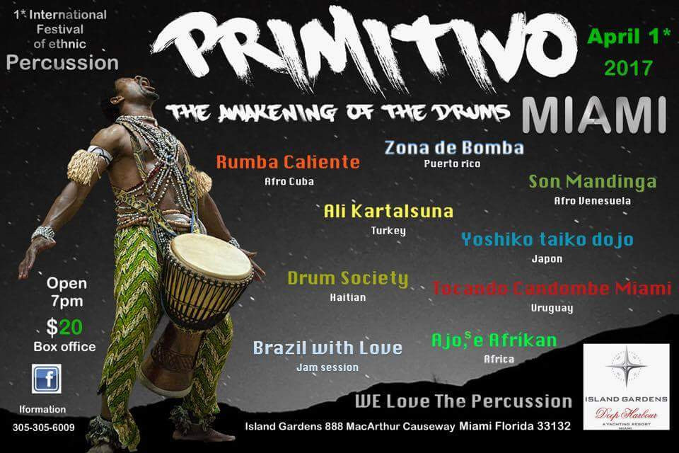 Una noche de tambores de alrededor del mundo… Haiti, Cuba, Venezuela, Uruguay, Turquía, Japón, y por supuesto - Puerto Rico! Come out and join us… going to be a great night of drums from across the world!