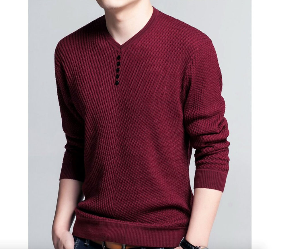 Thumbnail: Mens Casual V Neck Sweater with Buttons Design