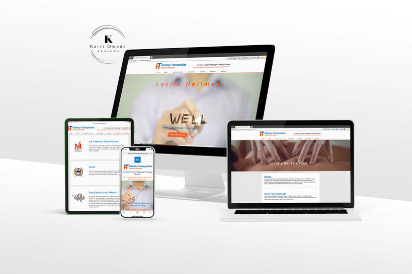 Responsive website design mockup for Hellman Therapeutics featuring modern wellness branding and easy-to-navigate mental health service pages