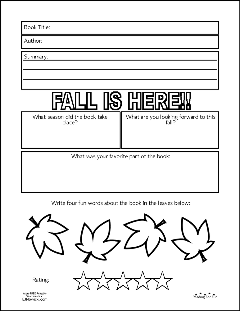 Fall Reading For Fun Worksheet