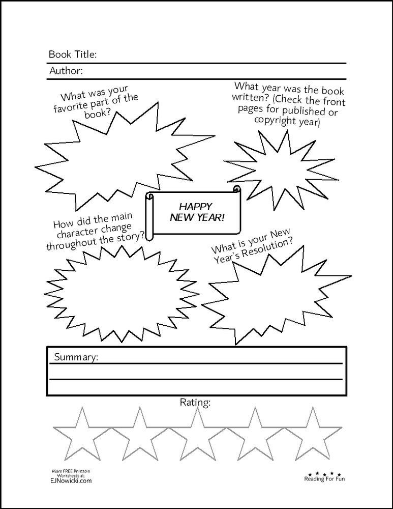 reading for fun new years worksheet