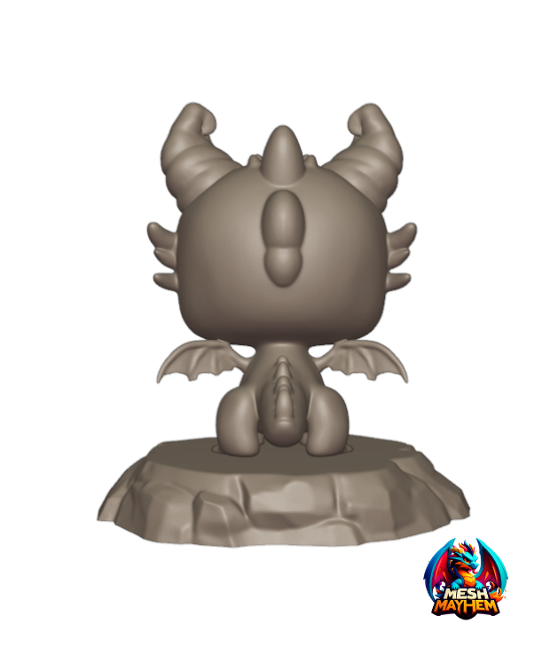 Miniature : Cute Funko Dragon With Base: "A dragon design inspired by Funko style, complete with a base, available in STL file format."
