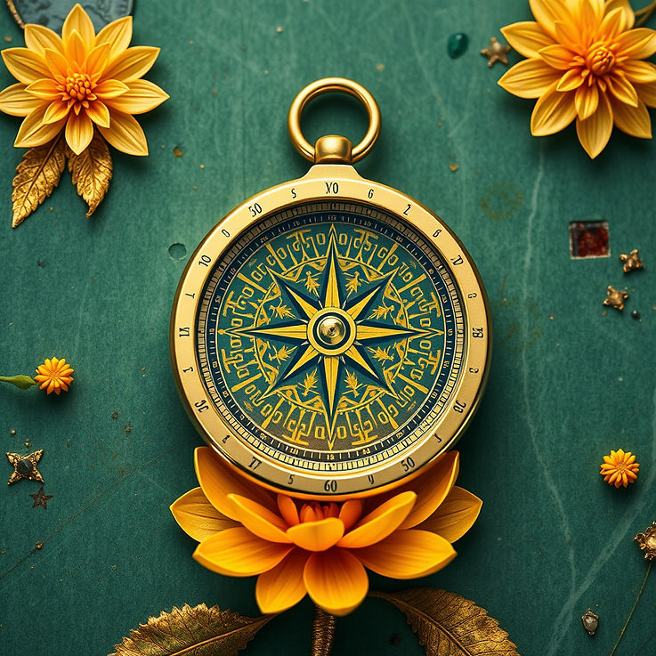 a travel compass over the flower of life gold colors.jpg