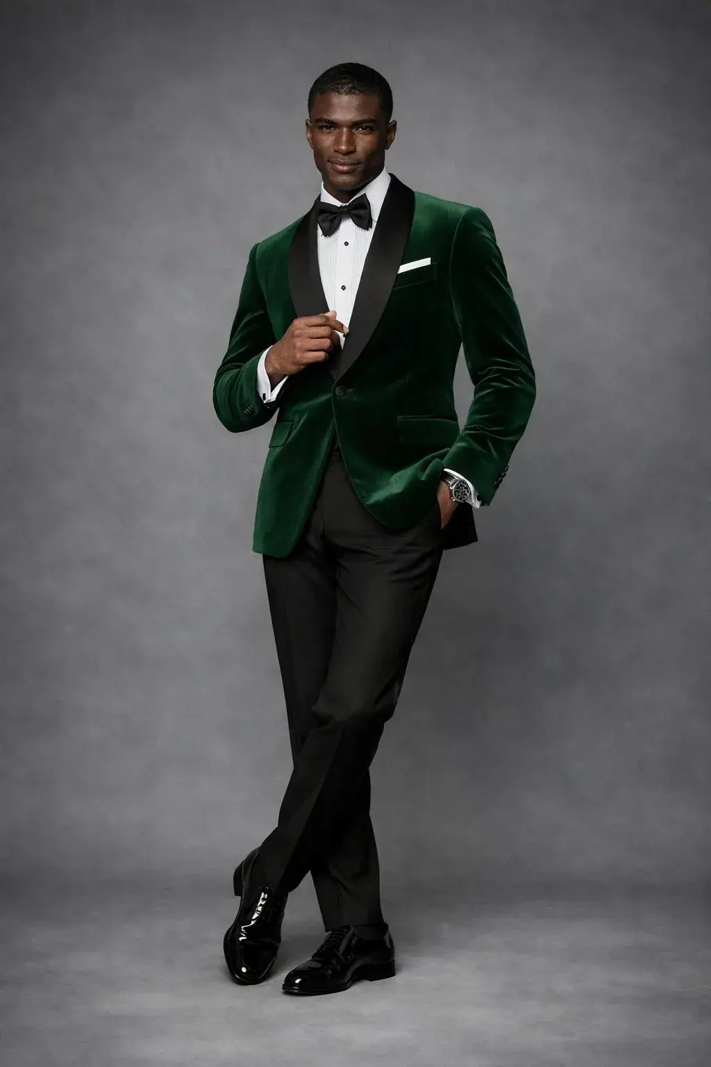 Emerald Green Velvet Shawl‑Collar Tuxedo