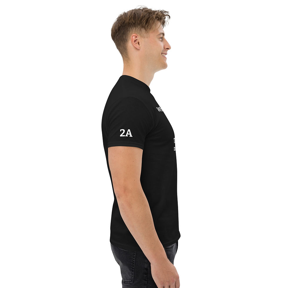 Black When seconds count the police are minutes away men's tee side view
