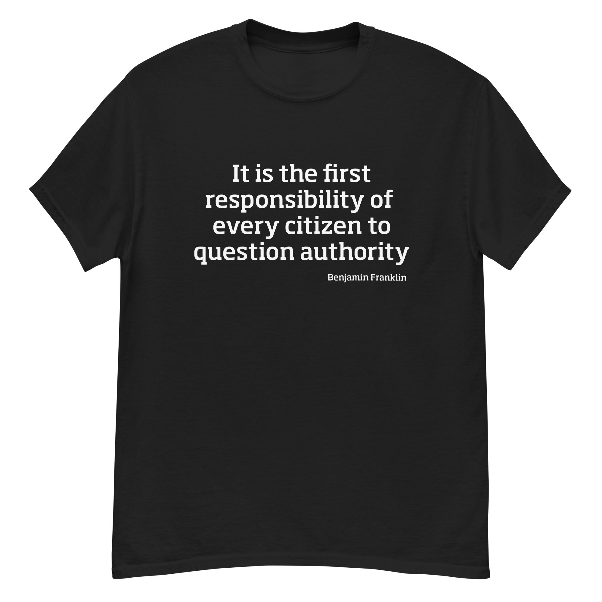 Black Question Authority Men's Classic T-Shirt Front View