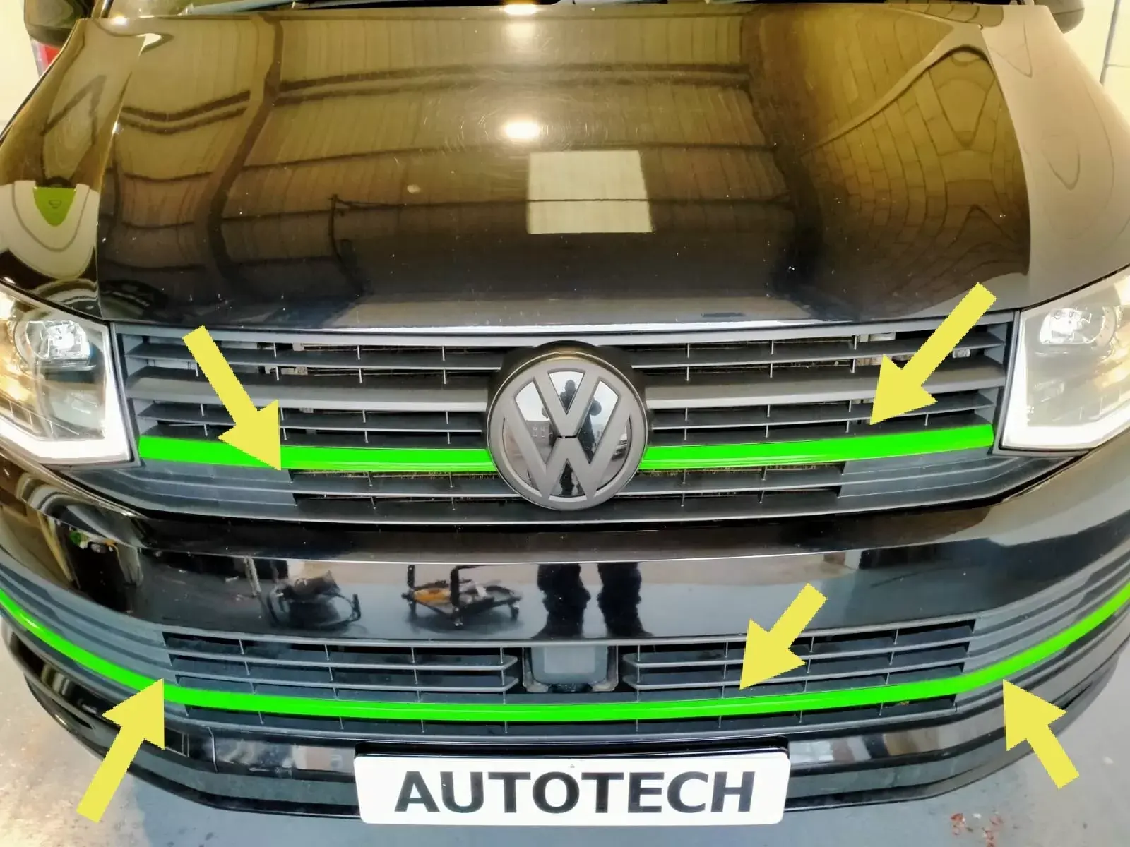 De-chroming Delete Tape Vinyl Wrapping Fits VW T6 Top+Lower Grill 10m Green