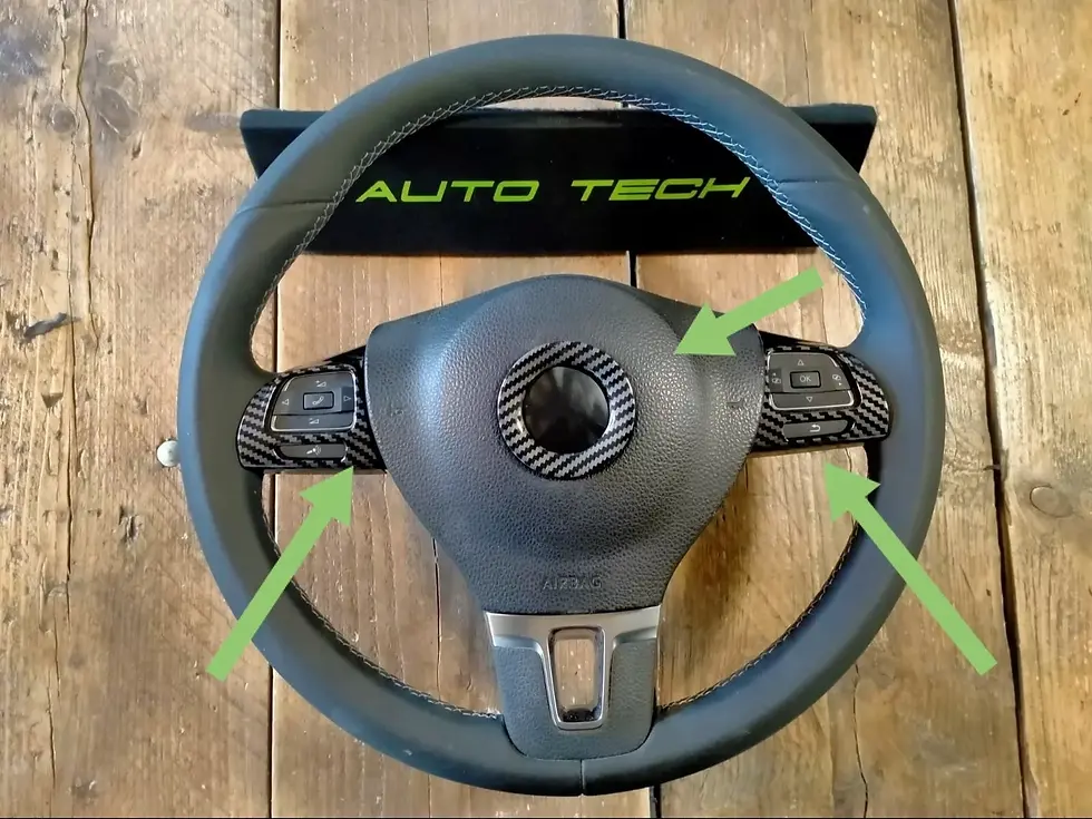 VW T5.1 STEERING WHEEL TRIM UPGRADE KIT Carbon 4 Piece Golf Passat