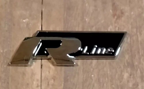 R Line Chrome And Black Gloss Rear Badge Emblem | Lloyds Auto Tech