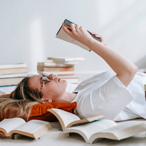 A woman reading a book